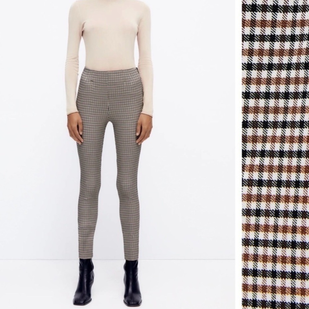 Zara gingham slim high waist leggings